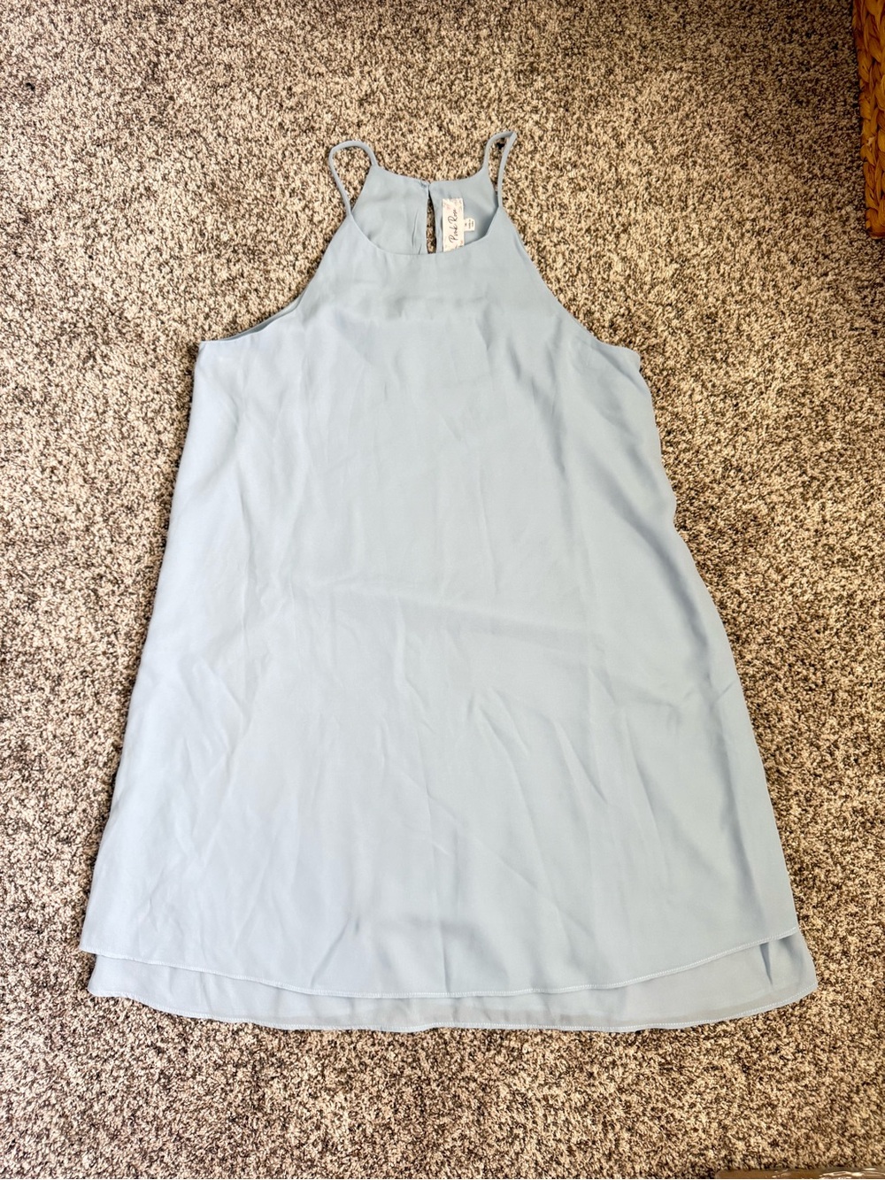 Pink Rose Light Blue Sleeveless Halter Dress